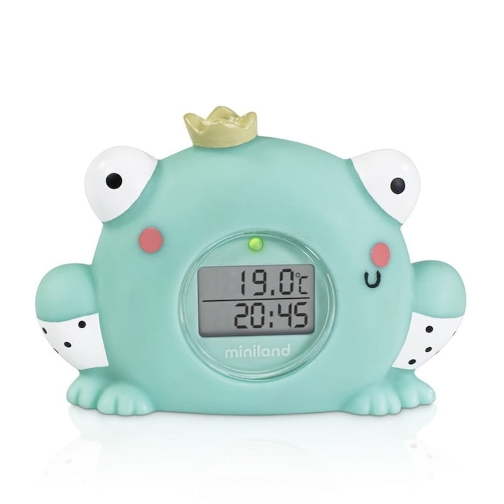 Termometru de baie cu ceas, Miniland, Digital, LED, Multicolor