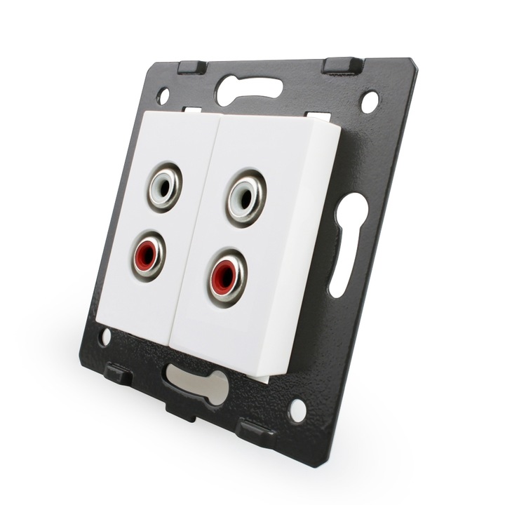 Priza dubla audio Livolo, Alb, C7-2AD-11