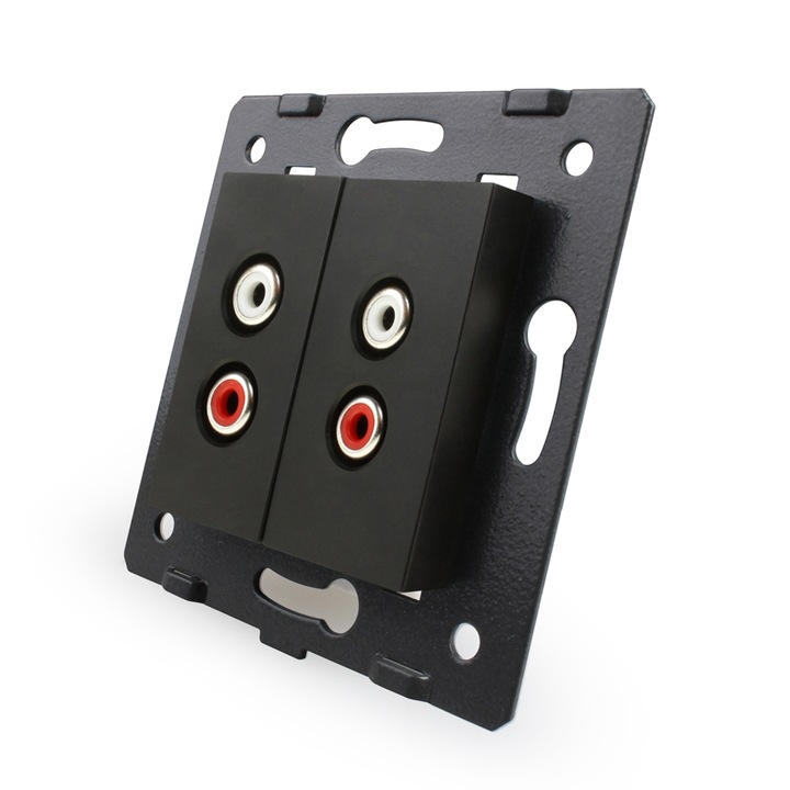 Priza dubla audio Livolo, Negru, C7-2AD-12