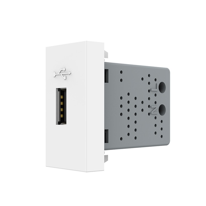 Priza USB Livolo, Alb, VL-FCUS-1WP