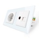 Priza dubla Livolo cu rama din sticla 1 priza Schuko+TV/internet, Alb, VL-C7C2EU/VC-11