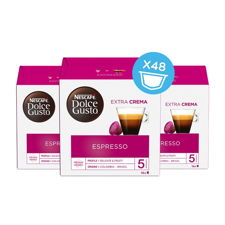 Кафе капсули NESCAFE ® Dolce Gusto ® Espresso, 48 напитки, Голям пакет, 3 кутии
