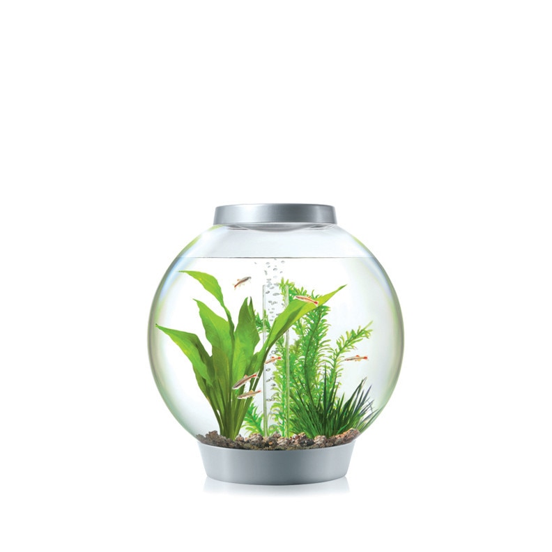 Set complet acvariu BiOrb CLASSIC 15 (cu sistem de iluminare MCR, cadru argintiu) si ornamente