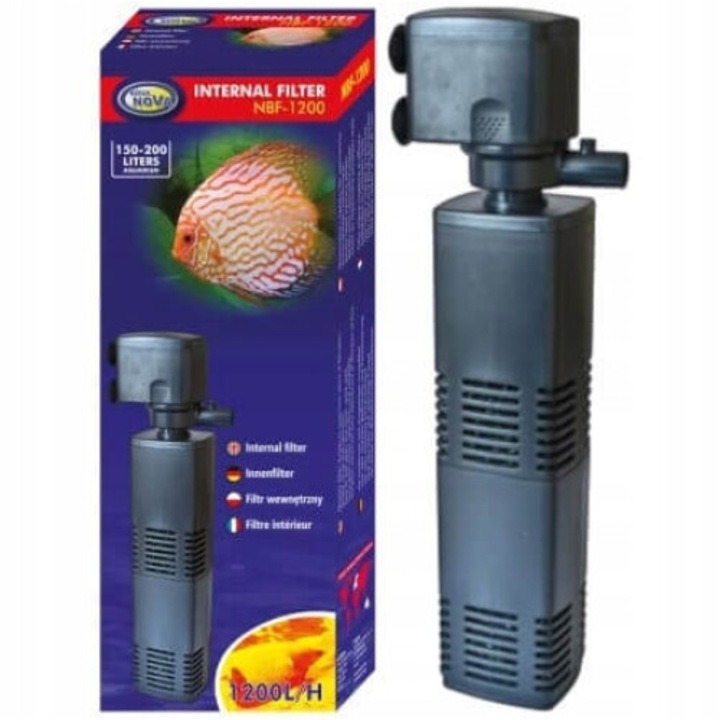 Filtru pentru acvariu, Aqua Nova, 1300l, 25W, Gri