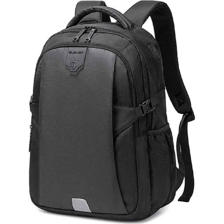 Rucsac laptop Business Travel Golden Wolf, impermeabil, 15.6", negru