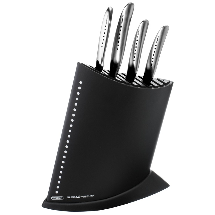 Set cutite cu suport Global, 4 buc, Argintiu, GKB52CB-SAI4001