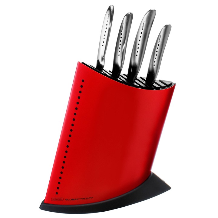 Set cutite cu suport Global, 4 buc, Argintiu, GKB52CR-SAI4001