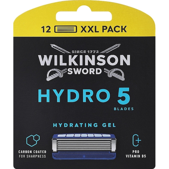 Set Rezerve aparat de ras Wilkinson Sword Hydro 5 Skin Protection Regular cu Vitamina B5, barbati,12 buc