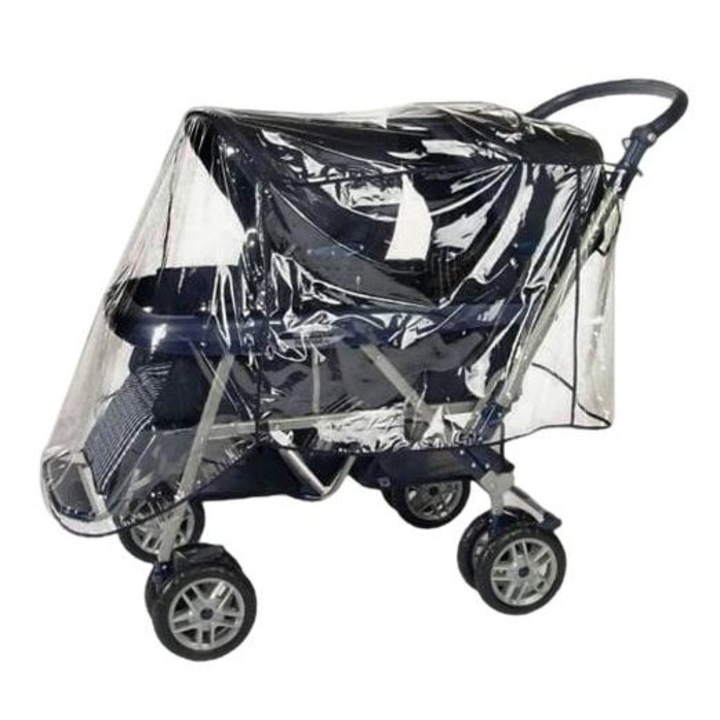 Esővédő dupla babakocsihoz, Reer, Szellőzőnyílásokkal, Átlátszó