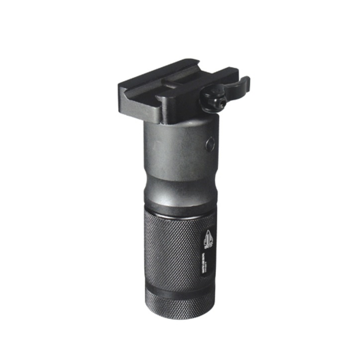 Maner rabatabil pentru arme Leapers UTG 4.7, Aluminiu, Dedicat pentru sina Picatinny si Weaver, 275 g, 120 mm, Negru