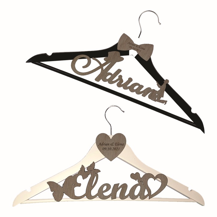 Set Umerase Personalizate, Nunta, Lemn Natur, UN004