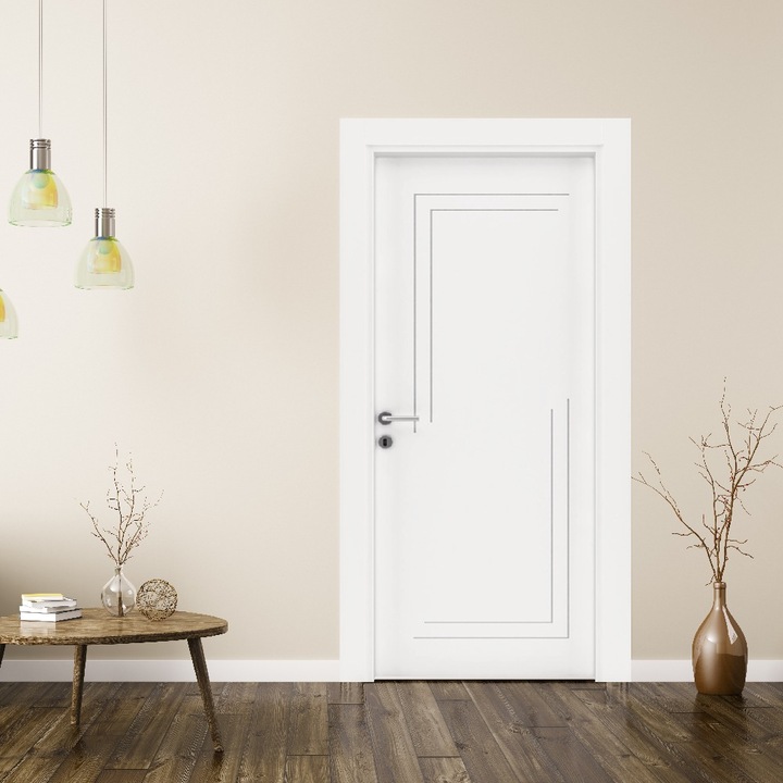 Usa de interior din MDF lacuit, Premia 1036, model L 015, alba, 2010/800 mm