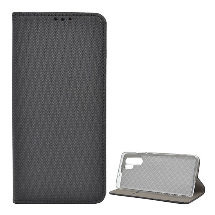 Huawei P30 Pro Gigapack tok álló, bőr hatású (flip, oldalra nyíló, asztali tartó, rombusz) fekete, gigapack csomagolás
