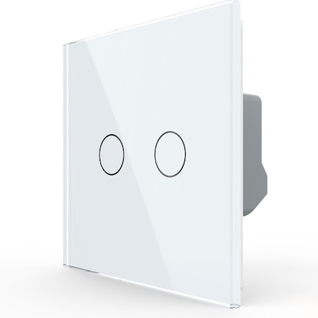 Intrerupator dublu cu touch Livolo VL-FC2-2G-2W, din sticla securizata, serie noua, Alb
