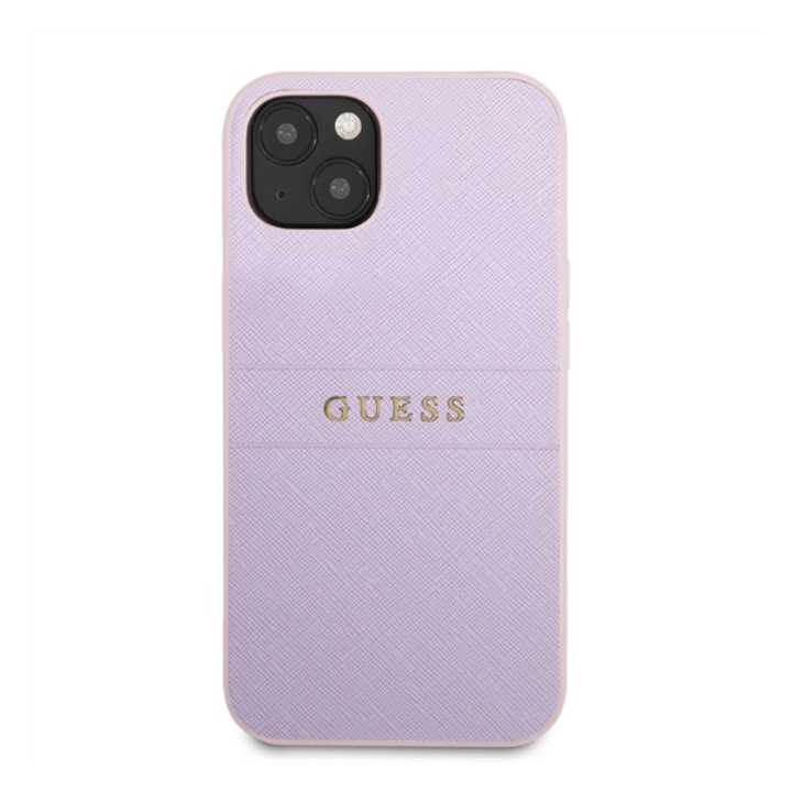 Eredeti iPhone 13 Mini Guess Saffiano Hot Stamp & Metal Logo (GUHCP13SASBPU) PURPLE