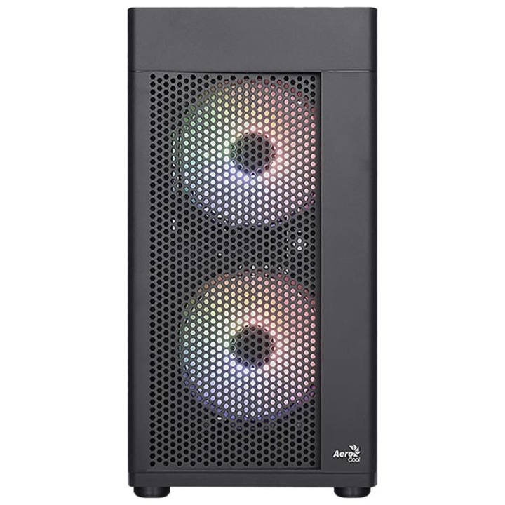 Компютърна кутия Aerocool Hexform V2 RGB, Без захранване, microATX, Черен