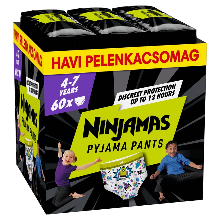 Pampers Ninjamas Pyjamas Pants éjszakai bugyipelenka űrhajós 4-7, 17-30 kg, 60 db