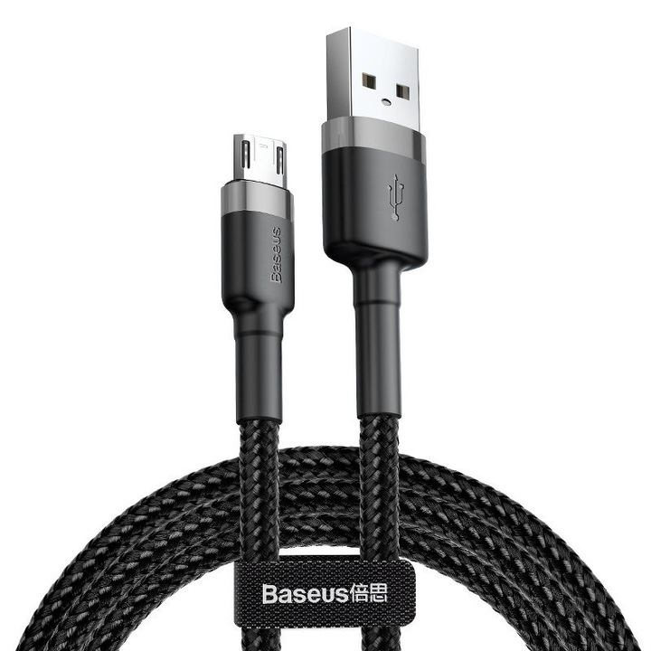 Cablu de date, Baseus, USB/Micro USB, 3m, Negru/Gri