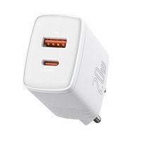 Incarcator retea Baseus Compact, Quick Charger, 20W, USB-C, USB, PD 3.0, Alb