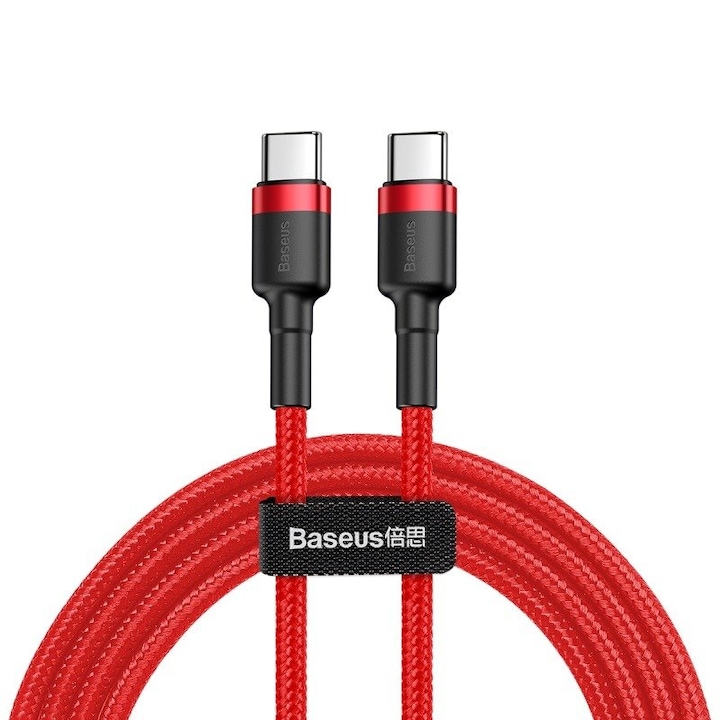 Baseus Cafule PD 2.0 QC 3.0 kábel 60 W USB-C – USB-C 1 m, piros