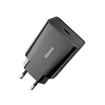 Incarcator telefon, Baseus, USB + USB-C, 3 A, 20 W, Negru