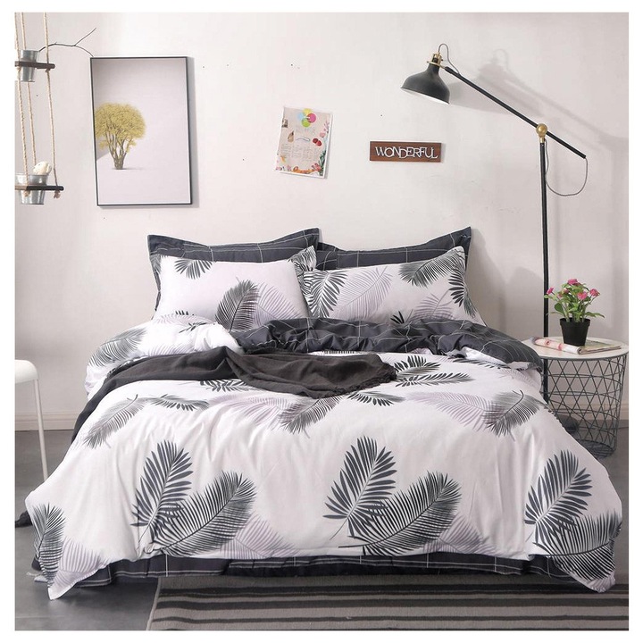 Hálószobaágynemű EmonaMall S14724, 4 részes, Kétoldalas, Szürke