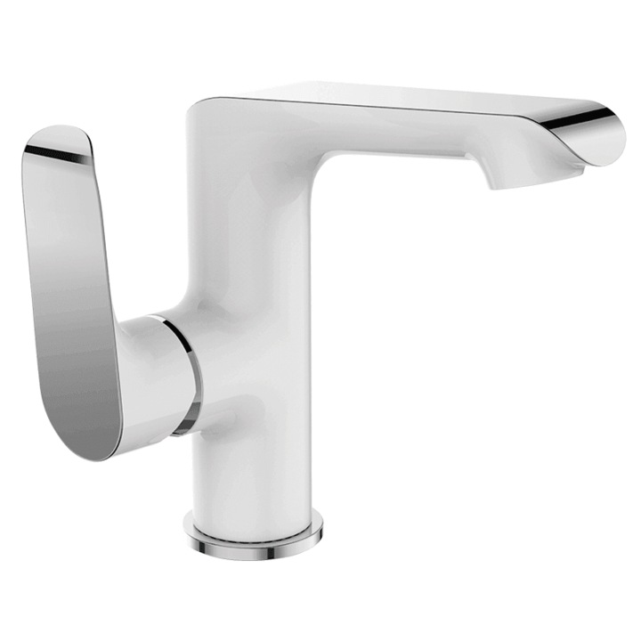 Смесител за мивка, Laveo Alea BLE 625D, правоъгълен кран, бял хром