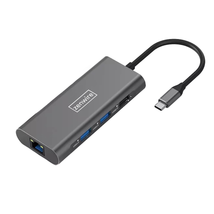 HUB ADAPTER USB-C 3.1 9W1 HDMI 4K USB 3.0 micro SD RJ-45 LAN Ethernet