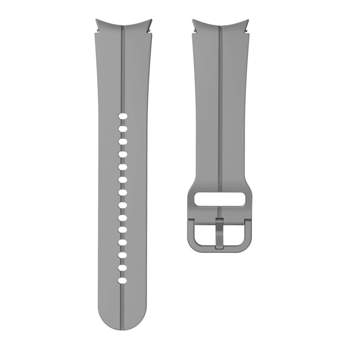 Curea din silicon 20 mm THD pentru Samsung Galaxy Watch 5 44 mm/40 mm si Samsung Galaxy Watch 5 Pro 45 mm, model Dynamic Sport, culoarea gri