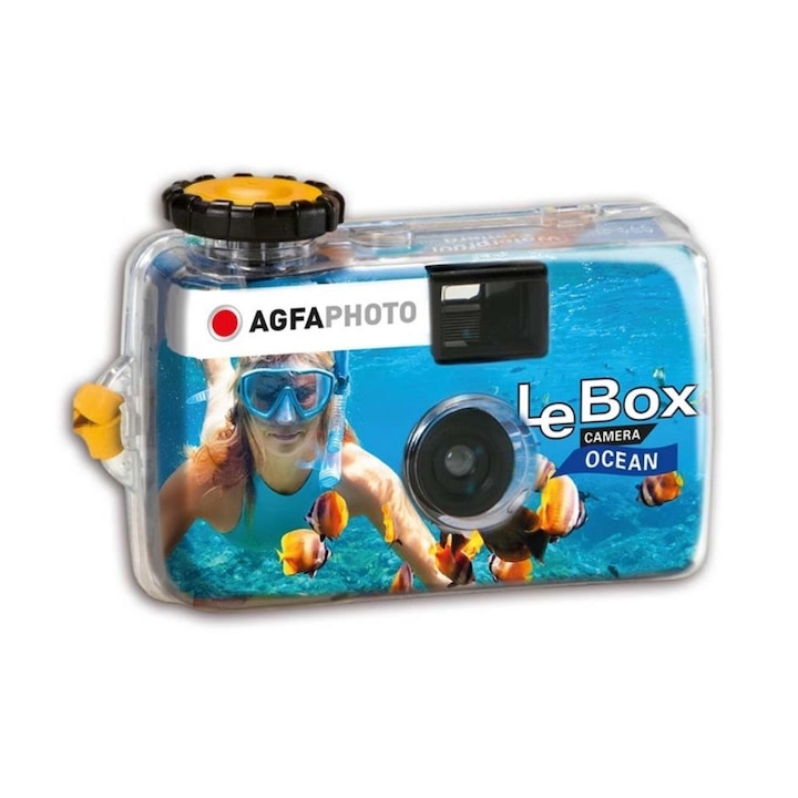 Фотоапарат с лента за еднократна употреба, Agfaphoto LeBox Ocean, Водоустойчив 3м., 27 кадъра