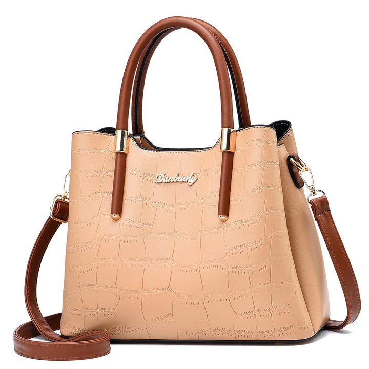 Geanta de piele cu bareta pentru umar, Charon Naomi Danbaoly, Bej