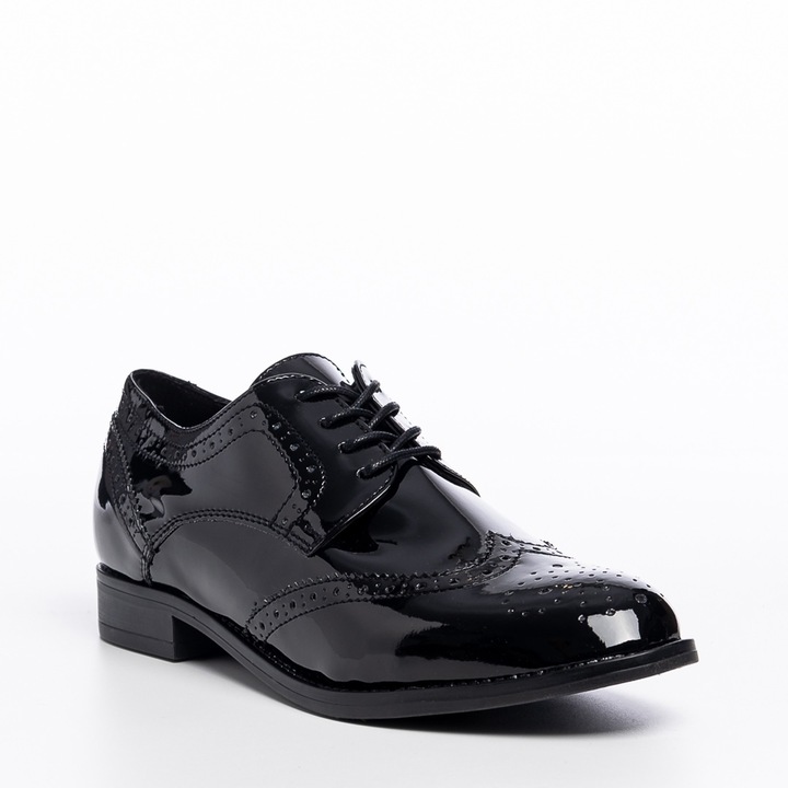 Pantofi dama Oxford, din piele, negru, 41EU