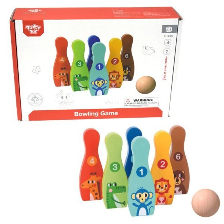 Tooky Toy: Állatmintás fa tekekészlet