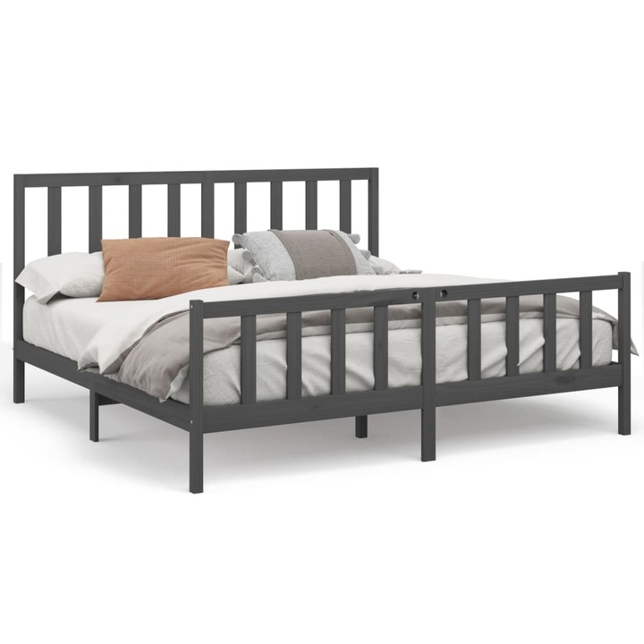 vidaXL szürke tömör fenyőfa ágykeret 200x200 cm 3106725