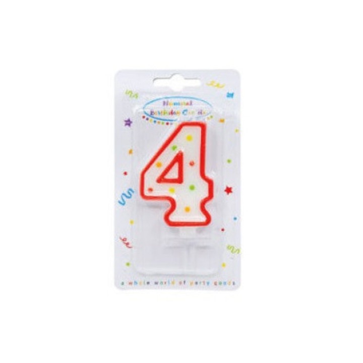 Színes tortagyertya, számgyertya 4-es