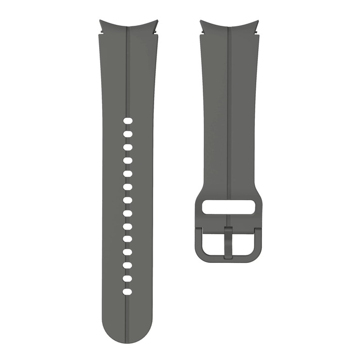 Curea din silicon 20 mm THD pentru Samsung Galaxy Watch 5 44 mm/40 mm si Samsung Galaxy Watch 5 Pro 45 mm, model Dynamic Sport, culoarea gri inchis