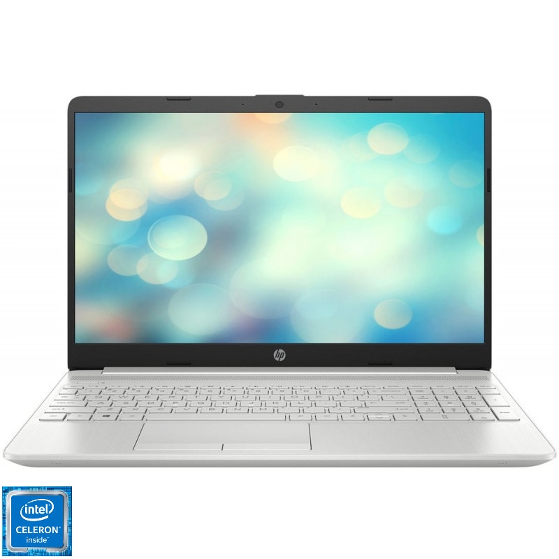 Laptop HP 15 cu procesor Intel® Celeron® N4020, 15.6", Full HD, 8GB, SSD 500GB, Intel UHD Graphics, NO OS, Natural Silver