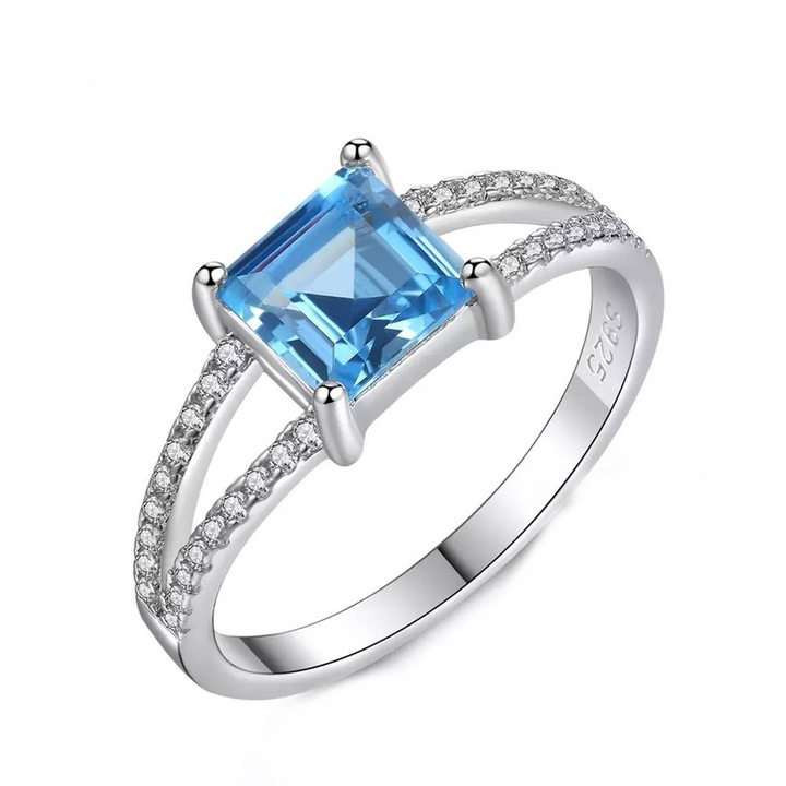 Inel din Argint cu Topaz, placat cu Rodiu, Sapphire Diamonds