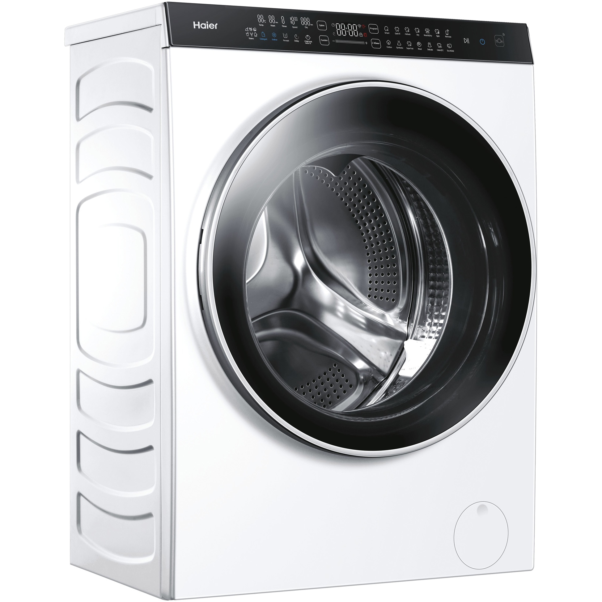 Masina de spalat rufe cu uscator Slim Haier HWD100BD1499UN/S, 10 kg spalare, 6 kg uscare, Clasa A, 1400 RPM, Motor Direct Motion, Wi-Fi, iRefresh, ABT, Steam, iTime, Pillow Drum, Dual Spray, Smart Dosing, Alb