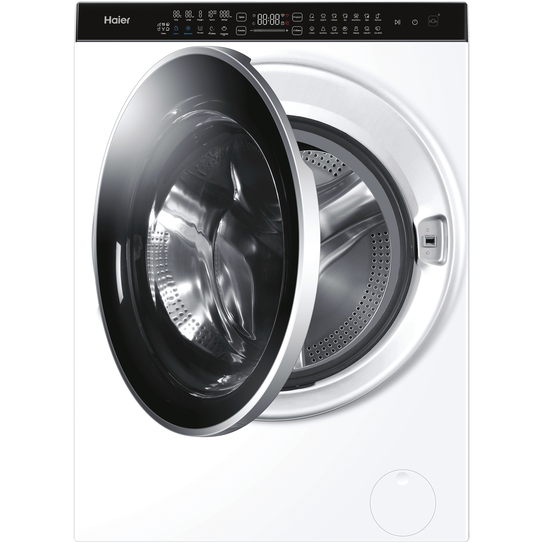 Masina de spalat rufe cu uscator Slim Haier HWD100BD1499UN/S, 10 kg spalare, 6 kg uscare, Clasa A, 1400 RPM, Motor Direct Motion, Wi-Fi, iRefresh, ABT, Steam, iTime, Pillow Drum, Dual Spray, Smart Dosing, Alb