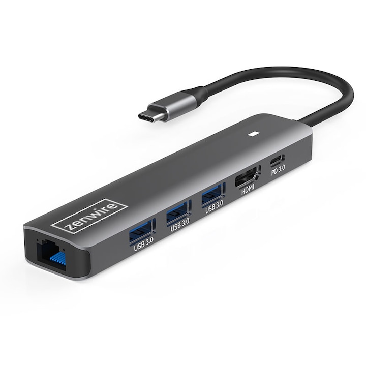 Hub USB-C Adapter 7w1 Zenwire HDMI 4k USB Gigabit Ethernet Rj45 1000 Mbps M1