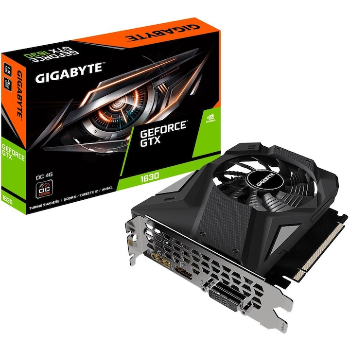 Видео карта GIGABYTE GeForce GTX 1630 4GB OC, GDDR6, 64bit, HDMI, DVI, DisplayPort