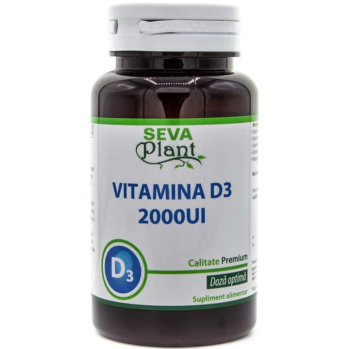 Természetes D3 vitamin 2000ui, étrend-kiegészítő, 60 tabletta, SevaPlant