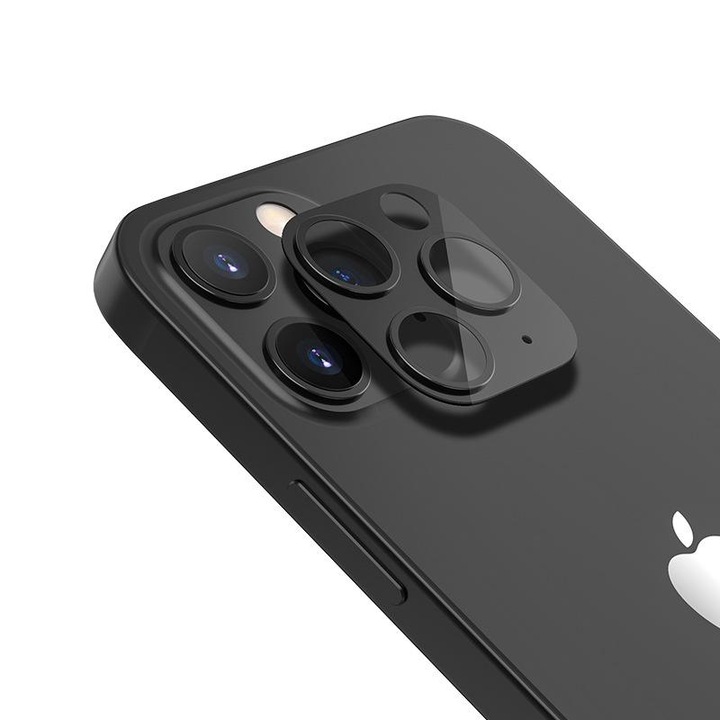 Стъклен Протектор за Камерите за Apple iPhone 13 Pro, Удароустойчив, Черен