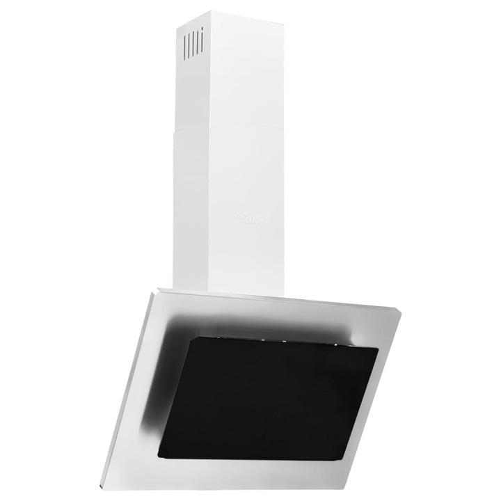 Стенен абсорбатор vidaXL, 60 см, Неръждаема стомана и закалено стъкло, Сребрист