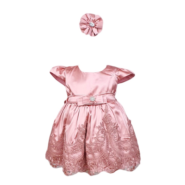 Rochita botez, model, Regina, culoare roz varsta 3 luni