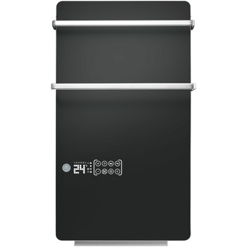 Incalzitor de baie din sticla Tesy GH200BW, 2000 W, touch control, proramator saptamanal, port prosop, display LED, negru