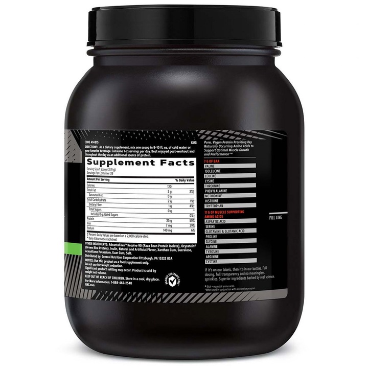 Supliment alimentar proteina vegetala cu aroma de biscuiti cu vanilie GNC AMP Plant Isolate, 893