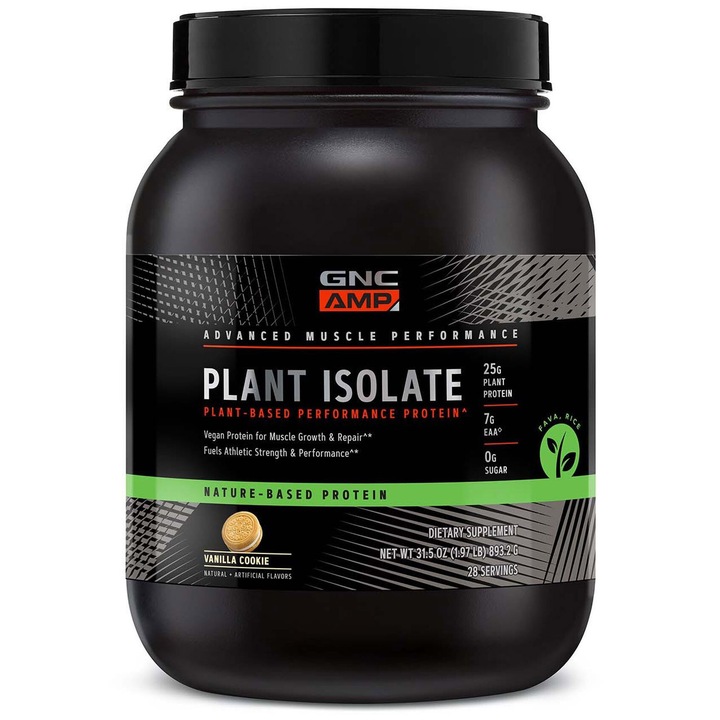 Supliment alimentar proteina vegetala cu aroma de biscuiti cu vanilie GNC AMP Plant Isolate, 893
