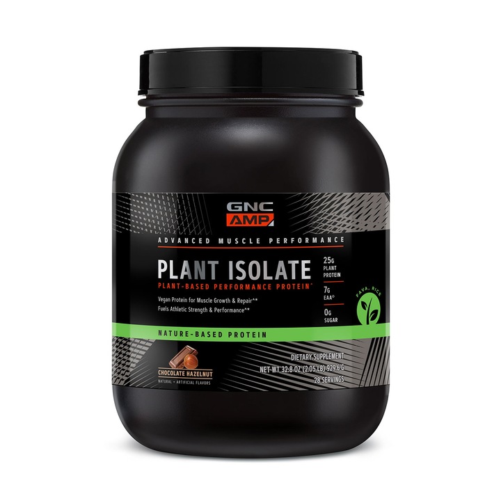 GNC AMP Plant Isolate Proteina Vegetala cu Aroma de Ciocolata si Alune, 929,6 g